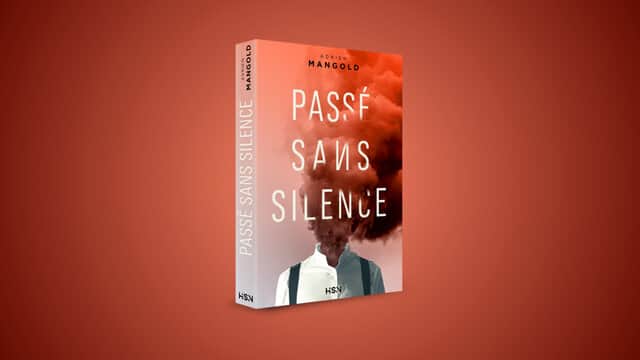 Jaquette de « PASSÉ SANS SILENCE » avec une silhouette dont la tête est remplacée par un nuage rouge.