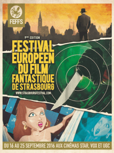 Affiche de « FESTIVAL EUROPÉEN DU FILM FANTASTIQUE DE STRASBOURG » avec une femme aux cheveux roux