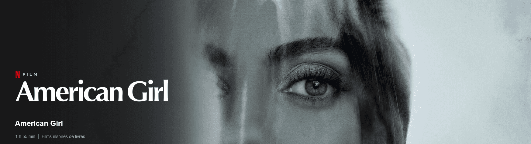 Affiche de « American Girl » avec le visage en gros plan d’une femme aux yeux verts