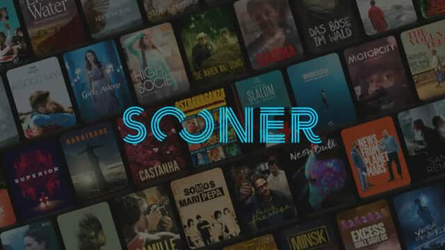 Affiche de « SONNER » avec un collage de jaquettes de films multicolores en arrière-plan.